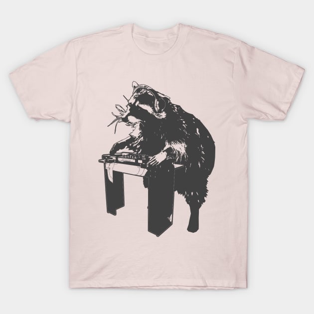 Raccoon Disc Jockey T-Shirt by dankdesigns